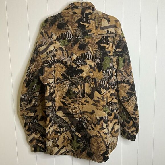 Remington Mens Large Fleece Lined Hunting Jacket Green Mossy Oak Print Pockets - Picture 10 of 15
